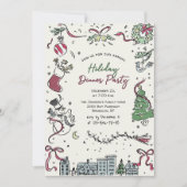 Handgezeichnetes Weihnachtsfest Abendessen Einladung (Vorderseite)