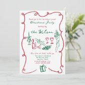 Handgezeichnetes Weihnachtsfest-Party Einladung (Stehend Vorderseite)