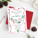 Handgezeichnetes Weihnachtsfest-Party Einladung<br><div class="desc">Hand gezeichnet Weihnachten Rote Grünen Weihnachtsfeier,  Vintage Weihnachtsfeiertage,  Cocktails,  eigenhändig gezeichnet ,  handgeschrieben</div>