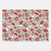 Handgezeichnetes Weihnachtsfest-Set von 3 Geschenkpapier Set (Vorderseite)