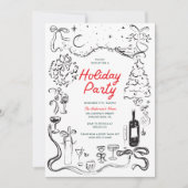 Handgezeichnetes Weihnachtsfest Weihnachts-Party Einladung (Vorderseite)