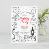 Handgezeichnetes Weihnachtsfest Weihnachts-Party Einladung (Stehend Vorderseite)