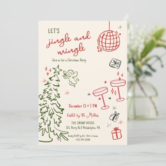 Handgezeichnetes Weihnachtsgebäck und Party Ankündigung (Stehend Vorderseite)