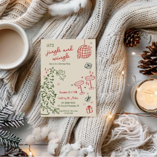 Handgezeichnetes Weihnachtsgebäck und Party Ankündigung