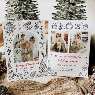 Handgezeichnetes Weihnachtskarten Foto Doodle Holi Feiertagskarte