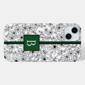 Handgezeichnetes weißes Blumenmuster und grünes Mo Case-Mate iPhone Hülle (Rückseite (Horizontal))