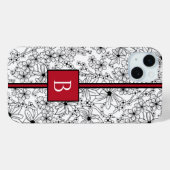 Handgezeichnetes weißes Blumenmuster und rotes Mon Case-Mate iPhone Hülle (Rückseite (Horizontal))