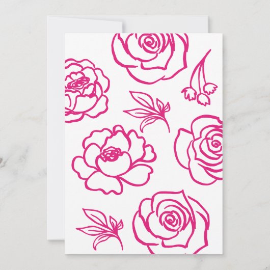 Handgezeichnetes weißfarbenes Brautparty Einladung (Rückseite)