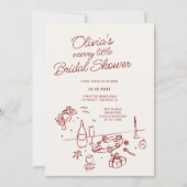 Handgezeichnetes weißliches Brautparty Einladung (Vorderseite)