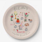 Handgezeichnetes weißliches Brautparty Pappteller (Vorderseite)