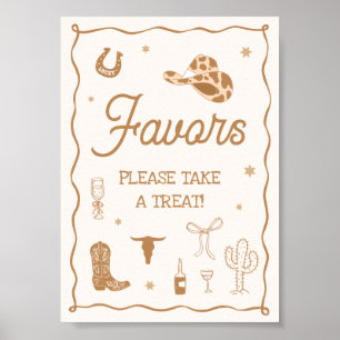 Handgezeichnetes Western-Brautparty-Geschenk Poster
