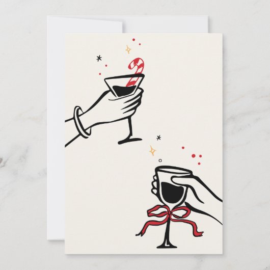 Handgezeichnetes Whimsical Cocktail Weihnachts-Par Einladung (Rückseite)