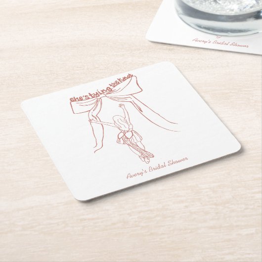 Handgezeichnetes Whimsical Coquette Bow Brautparty Rechteckiger Pappuntersetzer (angewinkelt)
