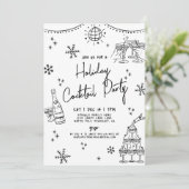 Handgezeichnetes Whimsical Holiday Cocktail Party Einladung (Stehend Vorderseite)