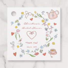 Handgezeichnetes Whimsical Tee-Brautparty Geschenkanhänger