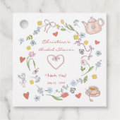 Handgezeichnetes Whimsical Tee-Brautparty Geschenkanhänger (Vorderseite)