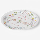 Handgezeichnetes Whimsical Tee-Brautparty Pappteller (Schrägansicht)