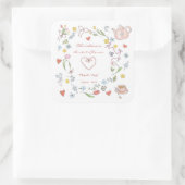 Handgezeichnetes Whimsical Tee-Brautparty Quadratischer Aufkleber (Tasche)