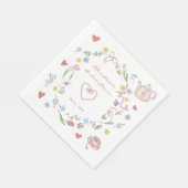 Handgezeichnetes Whimsical Tee-Brautparty Serviette (Ecke)