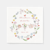 Handgezeichnetes Whimsical Tee-Brautparty Serviette (Vorderseite)