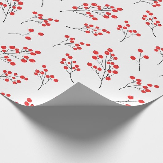 Handgezeichnetes Winter Berries Muster Geschenkpapier (Ecke)