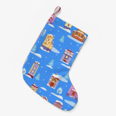 Handgezeichnetes Winternahtloses Muster mit niedli Kleiner Weihnachtsstrumpf (Vorderansicht (hängend))