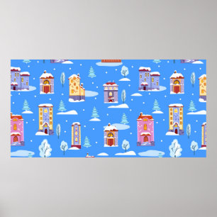 Handgezeichnetes Winternahtloses Muster mit niedli Poster