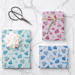 Handgezeichnetes Winterpattern-Mix-Verpackungspapi Geschenkpapier Set
