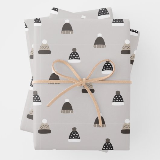 Handgezeichnetes Wollhutmuster Geschenkpapier Set (Beispiel)