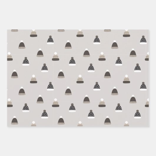 Handgezeichnetes Wollhutmuster Geschenkpapier Set (Vorderseite)