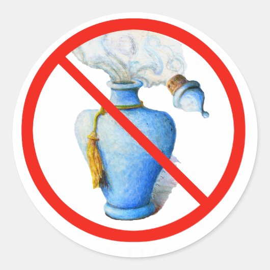 Handgezeichnetes Zeichen: Kein Parfüm Runder Aufkleber (Vorderseite)