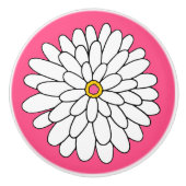 Handgezeichnetes Zinnia Rosa Hintergrund Keramikknauf (Vorderseite)