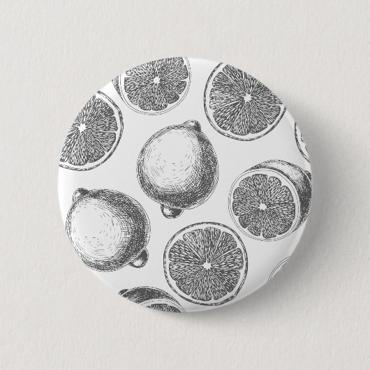 Handgezeichnetes Zitronenmuster Button (Vorderseite)