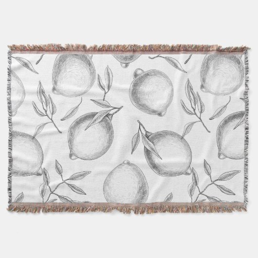 Handgezeichnetes Zitronenmuster Decke (Vorderseite)