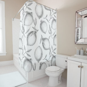 Handgezeichnetes Zitronenmuster Duschvorhang