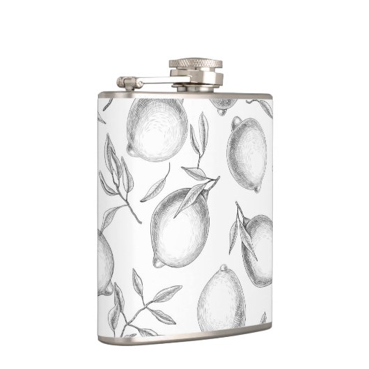 Handgezeichnetes Zitronenmuster Flachmann (Rechts)