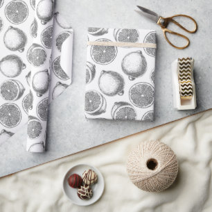 Handgezeichnetes Zitronenmuster-Geschenkpapier Geschenkpapier