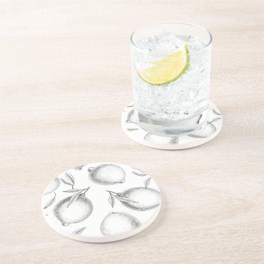 Handgezeichnetes Zitronenmuster Getränkeuntersetzer (Seite)