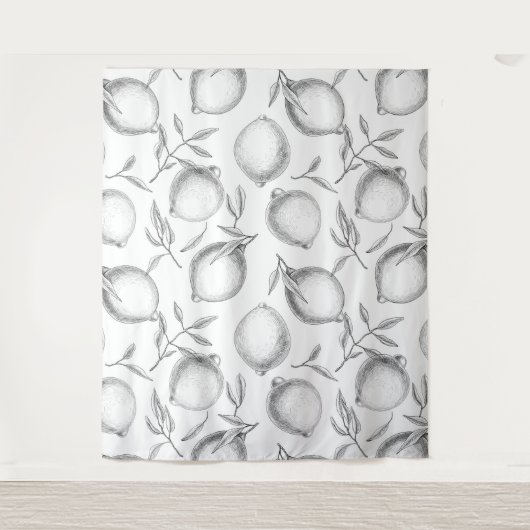 Handgezeichnetes Zitronenmuster Wandteppich (Vorderseite)