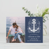 Handgezogene Ankerkarte Save the Date Foto (Stehend Vorderseite)