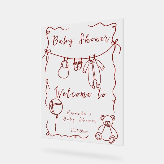 Handgezogene Babydusche - Begrüßungsbabydusche Acrylschild (Winkel)