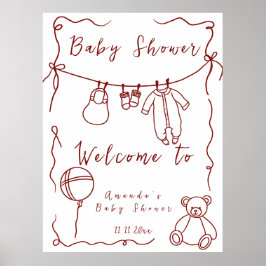Handgezogene Babydusche - Begrüßungsbabydusche Poster