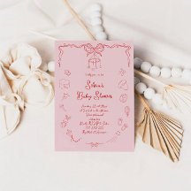 Handgezogene Babydusche, Bow Baby Girl Handgeschri