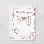 Handgezogene Babykleidung Babydusche Danke (Vorderseite)