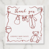 Handgezogene Babykleidung Babydusche Danke Geschenkanhänger (Rückseite)