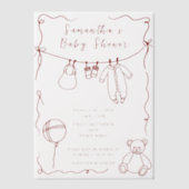 Handgezogene Babykleidung Babydusche Pergament Einladungen (Vorderseite)