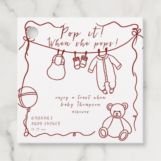 Handgezogene Babykleidung Babydusche Pop Geschenkanhänger (Vorderseite)