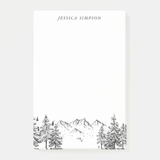 Handgezogene Berge für die Aufgabenliste Post-it Klebezettel (Vorderseite)