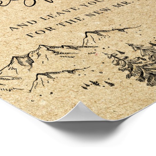 Handgezogene Berge Hochzeitsschild Unser Gästebuch (Ecke)