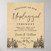 Handgezogene Berge Unplugged Wedding Zeremony Poster (Vorne)